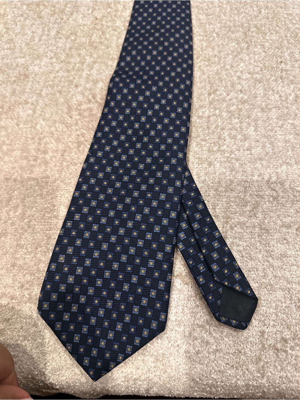 Brooks Classic Navy Patterned Men's Tie - Navy Blue